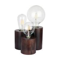 Vincent Round Table Lamp 3xE27 Max.15W Walnut Beech Wood/Black Fabric Cable 2266376