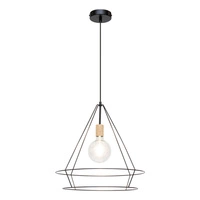 Casa Triango Pendant Lamp 1xE27 Max.60W Oiled Oak/Black Metal/Black PVC Cable 177419104