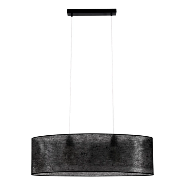 Lampa Wisząca Nevoa 2xE27 Max.40W Czarny Metal/Przezroczysty Kabel PCV/Klosz z Czarnej Tkaniny 17920204