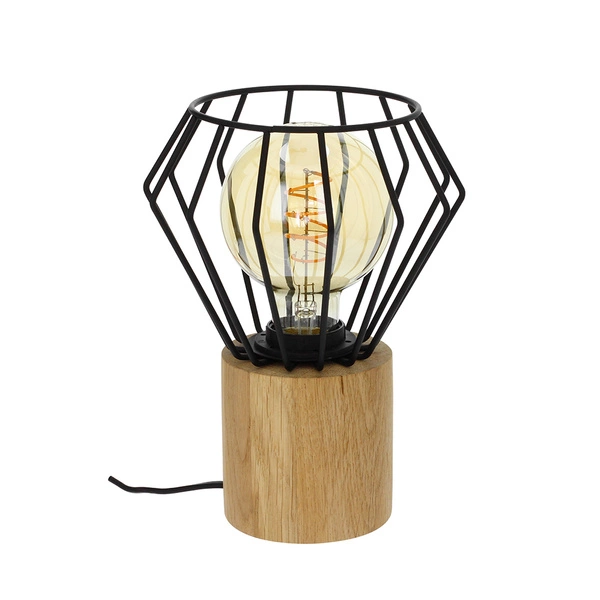 Vento Table Lamp 1xE27 Max.60W Oiled Oak/Black PVC Cable/Black Metal 63814174