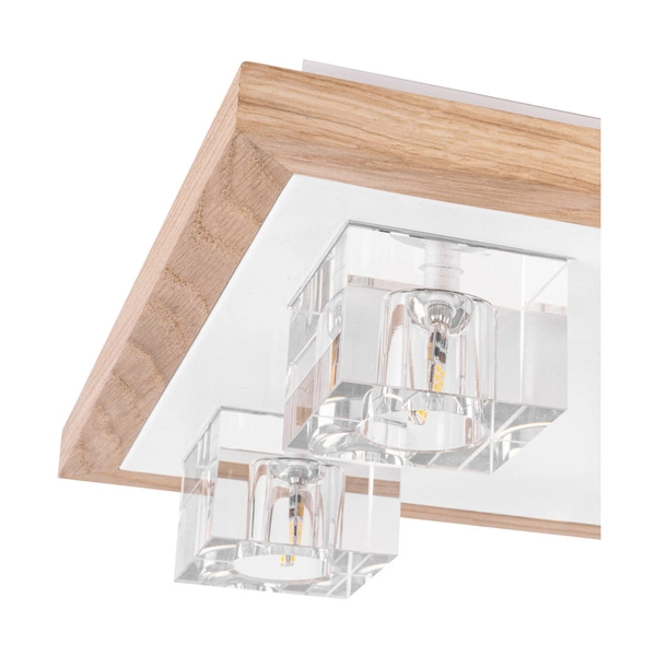 Lampa sufitowa Berko w zestawie 4xG4 2,5W Dąb olejowany/Biały metal/Biało-przezroczyste szkło 4047405800000