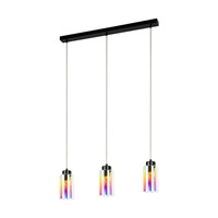 Meno Pendant Lamp 3xE27 Max.60W Black Metal/Transparent PVC Cable/Multicolor Glass 1030420220760