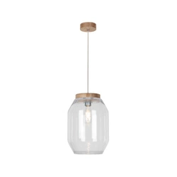 Vaso Pendant Lamp 1xE27 Max.60W Oiled Oak/Transparent PVC Cable/Transparent Glass 169010174