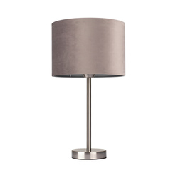 Scarlett Table Lamp 1xE27 Max.40W Satin Metal/Transparent PVC Cable/Gray Velvet Shade