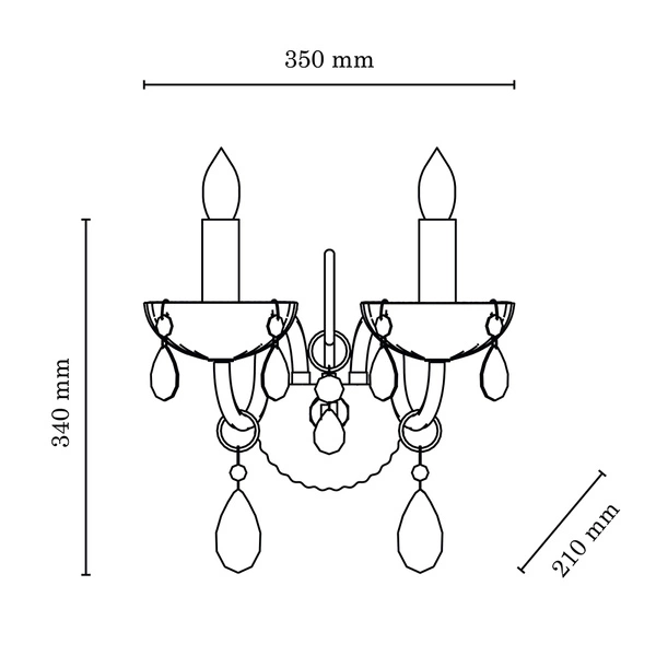Queen Wall lamp 2xE14 Max.40W Black/Chrome 9140204