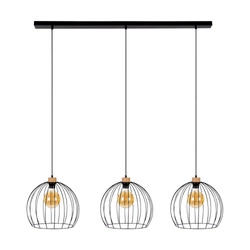 Lampa Wisząca Coop 3xE27 Maks. 60W Czarny Metal/Czarny Kabel PCV