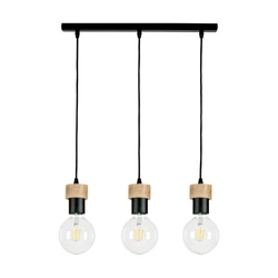 Clarte Pendant Lamp 3xE27 Max.60W Oiled Oak/Black Metal/Black Fabric Cable 3271304