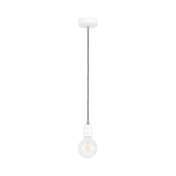 Porcia Pendant Lamp 1xE27 Max.60W White Metal/White Ceramics/Anthracite Fabric Cable 9181102