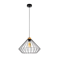 Lampa wisząca Raquelle 1xE27 maks. 60W Dąb olejowany/Czarny metal/Czarny kabel PCV 187219104