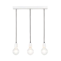 Lampa Wisząca Porcia 3xE27 Max.60W Biały Metal/Biała Ceramika/Antracytowy Kabel Tkaninowy 9181302