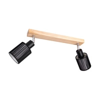 Carla Ceiling Lamp 2xE14 Max.40W Birch Wood/Black Shade 2026018911028