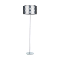 Lampa podłogowa Maxima 1xE27 Max.60W Chromowany metal/Przezroczysty kabel PVC/Abażur ze srebrnej tkaniny 6593028