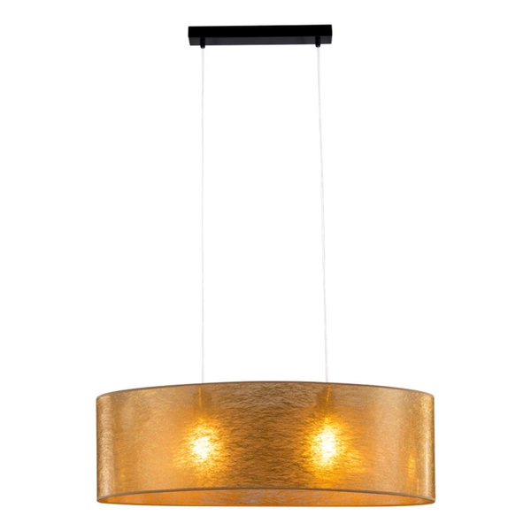 Nevoa Pendant Lamp 2xE27 Max.40W Black Metal/Transparent PVC Cable/Gold Fabric Shade 17940204