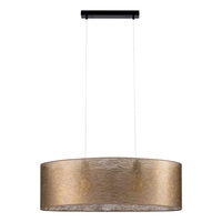 Lampa Wisząca Nevoa 2xE27 Max.40W Czarny Metal/Przezroczysty Kabel PCV/Klosz ze Złotej Tkaniny 17940204