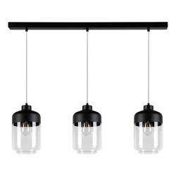 Amaretto Pendant Lamp 3xE27 Max.60W Black Metal/Transparent PVC/Black-Transparent Glass