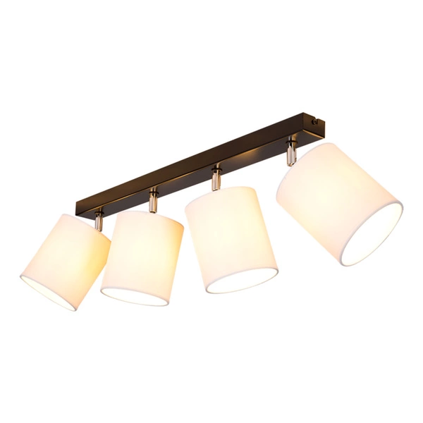 Aprillia Lampa Sufitowa 4xE27 Max.25W Czarny Metal/Chromowany Metal/Biały Klosz Tkaniny 56744404
