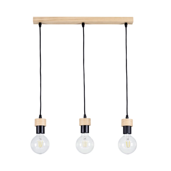 Clarte Wood Pendant Lamp 3xE27 Max.60W Oiled Oak/Black Metal/Black Fabric Cable