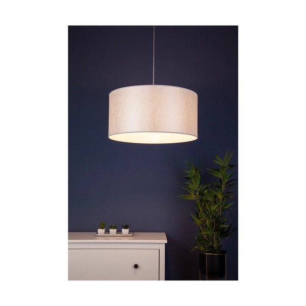 Prata Pendant Lamp 1xE27 Max.60W Gray Metal/Transparent PVC Cable/Silver Fabric Shade 957280227