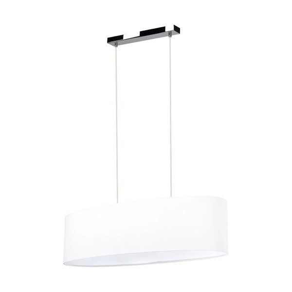 Dove Pendant Lamp 2xE27 Max.40W Chrome Metal/Transparent PVC Cable/White Fabric Shade 17380228