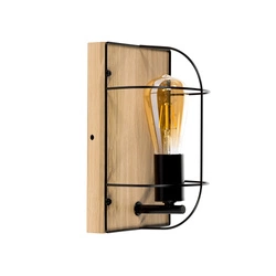 Netuno Wall/Ceiling Lamp 1xE27 Max.15W LED Oiled Oak/Black Metal