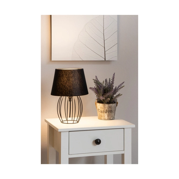 Merano Table Lamp 1xE27 Max.25W Black Metal/Black PVC Cable/Black Fabric Shade 7564104