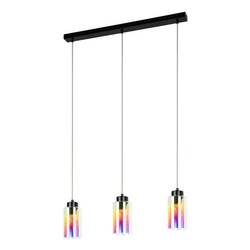 Meno Pendant Lamp 3xE27 Max.60W Black Metal/Transparent PVC Cable/Multicolor Glass 1030420220760