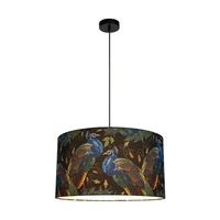 Paon Pendant Lamp 1xE27 Max.60W Black Metal/Black Fabric Cable/Multicolor Velvet Shade 15099104