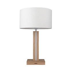 Asseto Table Lamp 1xE27 Max.25W 2xLED 24V Integrated 980lm 3000K 10,5W Oiled Oak/Anthracite Fabric Cable/Beige Fabric Shade with Touch Dimmer 7571174