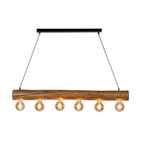 Trabo Simple Lampa Wisząca 6xE27 Max.60W Bejcowana Sosna Brązowa/Czarny Metal/Czarny Kabel PCV 69880604