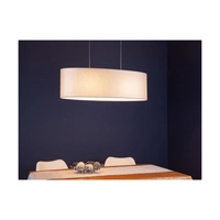 Lampa Wisząca Prata 2xE27 Max.40W Szary Metal/Przezroczysty Kabel PCV/Srebrny Klosz Tkaniny 957280427