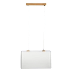 Cadre Pendant Lamp 2xE27 Max.40W Oiled Oak/Transparent PVC Cable/Gray Fabric Shade 872020274