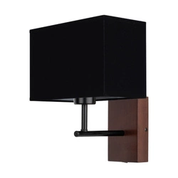 Sonar Wall Lamp 1xE27 Max.25W Walnut Beech Wood/Black Metal/Black Fabric Shade 5722976