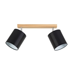 Aprillia Ceiling Lamp 2xE27 Max.25W Oiled Oak/Black Fabric Shade