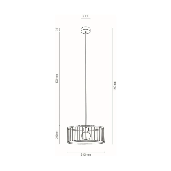 Reve Pendant Lamp 1xE27 Max.15W LED Oiled Oak/Cream Braided Cotton Cord/Natural Fabric Cable 184517174
