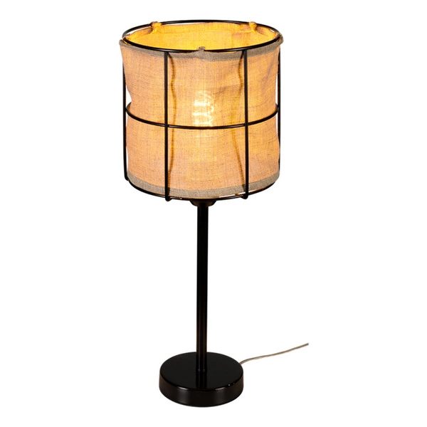 Marinero Table Lamp 1xE27 Max.15W LED Black Metal/Black PVC Cable/Beige Linen Shade 724420104