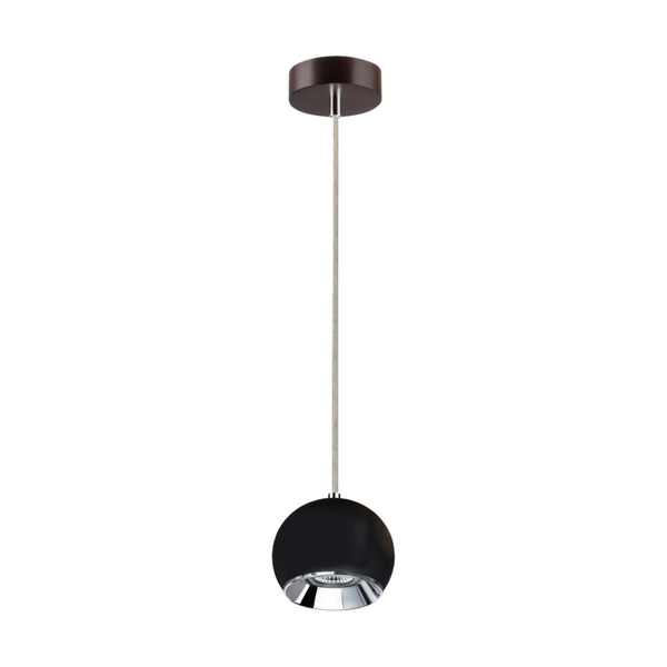 Ball Wood Pendant Lamp Incl. 1xLED GU10 5W Walnut Beech Wood/Black Metal 5143176