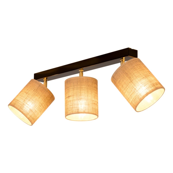 Jute Ceiling Lamp 3xE27 Max.25W Black/Beige 56793304
