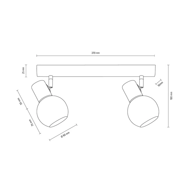 Karin Ceiling Lamp 2xE14 Max.40W Birch Wood/White Glass 2231260