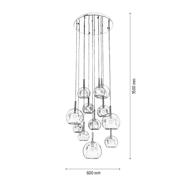 Bellezia Pendant Lamp Incl. 12xG4 Max.20W Chrome Metal/Copper Glass 1781213