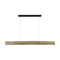 Lucas Pendant Lamp 1xLED Samsung 24V Integrated 3080lm 3000K 33W Natural Pine/Black Metal/Transparent PVC Cable with Touch Dimmer 69660104