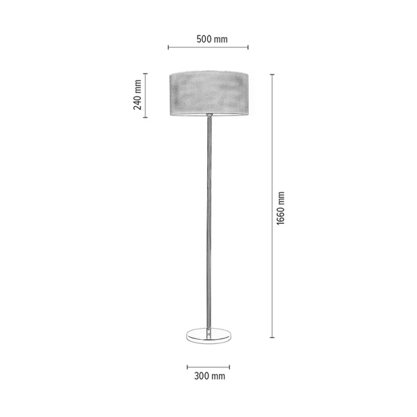 Leila Floor Lamp 1xE27 Max.60W Chrome Metal/Transparent PVC Cable/Multicolor Paper+PCV Shade with Doots pattern 6654028