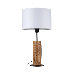 Pino Table Lamp 1xE27 Max.40W Stained Pine Brown/Black Metal/Black Fabric Cable/White Fabric Shade