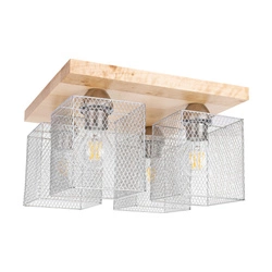 Norman Wood Ceiling Lamp 4xE27 Max.25W Birch Wood/Chrome Metal 8175460