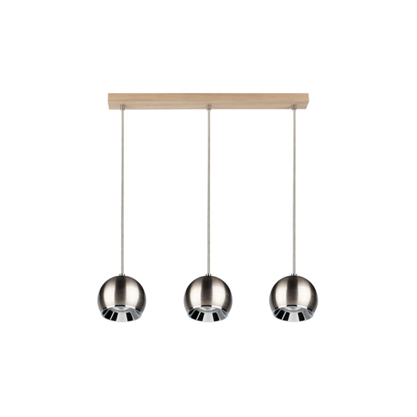 Ball Wood Pendant Lamp Incl. 3xLED GU10 5W Oiled Oak/Satin Metal 5141374