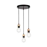 Clarte Pendant Lamp 3xE27 Max.60W Oiled Oak/Black Metal/Black Fabric Cable 3271304R