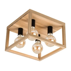 Kago Ceiling Lamp 4xE27 Max.60W Oiled Oak/Black Metal 9154474