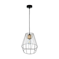 Endorfina Pendant Lamp 1xE27 Max.60W Oiled Oak/Black Metal/Black Fabric Cable 132119104