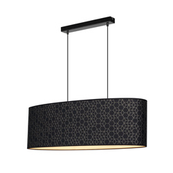 Galance Pendant Lamp 2xE27 Max.40W Black Metal/Black Fabric Cable/Black-Gold Wallpaper Shade