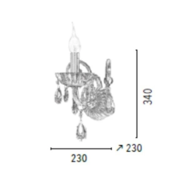 Queen Wall lamp 1xE14 Max.40W Black/Chrome 9140104