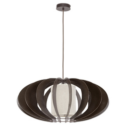 Keiko Pendant Lamp 1xE27 Max.60W Wenge Wood/Black Metal/Beige Fabric Shade